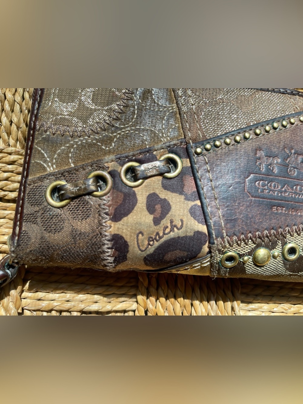 Vintage Y2K Coach Patchwork Wallet with Brass Hardwear - Picture 9 of 10